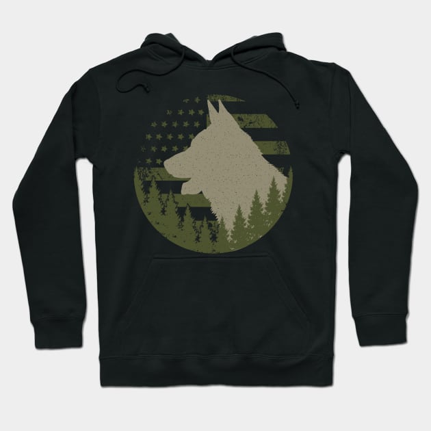 German Shepherd American Flag Hoodie by Tesszero